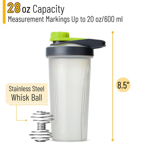 Mr. Pen- Shaker Bottles for Protein Mixes with Twist Cap, 28 oz, Gray/Green, Protein Shaker Bottle with Wire Whisk Ball, Mixer Bottle, Protein Shake Bottles, Protein Bottle, Protein Shake Bottle