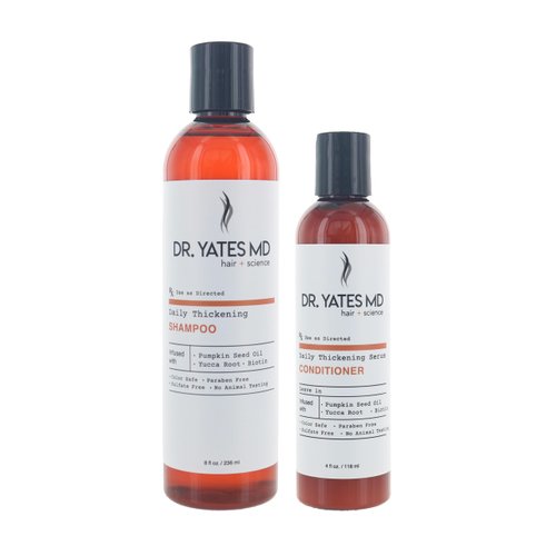 Dr. Yates MD - 8 fl oz Daily Thickening Shampoo Bundle with 4 fl oz Daily Thickening Serum Leave In Conditioner with Pumpkin Seed Oil, Yucca Root, and Biotin