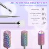 Makartt Nail Drill Bits, 7Pcs Tungsten Carbide Diamond Ceramic Nail Drill Bit Set For Acrylic Nails 3/32 Drill Bits For Nail Drill Remover Gel Polish Poly Nail Gel Nails Cuticles