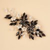 BERYUAN Bridal Hair Comb with Pearls, Crystals, Floral Accents, and Bride Headpiece - Handmade Wedding Hairpiece for Women and Girls (black)