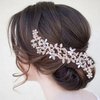 Allereyae Crystal Wedding Hair Comb Barrette Rhinestone Flower Hair Barrette Comb Gold CZ Bling Bridal Headpieces Decorative Head Comb Clip Headwear Bridal Hair Accessories for Women (Gold)