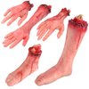 ZeHuoGe 5 PCS Halloween Bloody Body Parts Hands Foot Leg Set Haunted Houses Stage Props Magic Tricks April Fools Props US Delivery