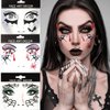 3 Pcs Halloween Temporary Tattoo Face Sticker Back Red Tattoo Face Gems Jewelry Stickers Spider Web Vampire Bat Face Rhinestone Sticker Halloween Makeup Cospaly Costumes Party Decorations