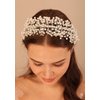 BERYUAN Pearls Wedding Headpiece Women White Vintage Pearl Tiara Crown Hairbands Pealrs Silver Bride Headband Wedding Hair Accessories for Brides Bridesmaid