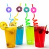 24Pcs Donut Party Straws for Donut Party Favors, Donut Themed Party Reusable Straws for Kids Donut Party Supplies