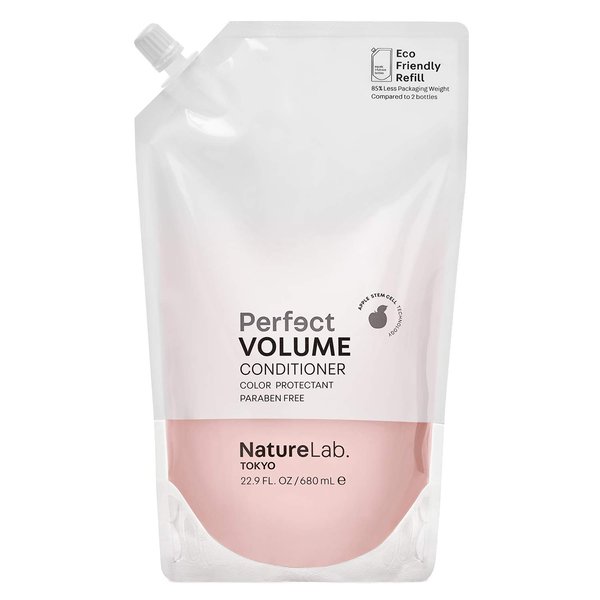 NATURELAB. TOKYO Perfect Volume Conditioner: Eco-Friendly Refill Pouch: Lightweight Hair Conditioner, Build Lift, and Body to Flat, Fine, or Limp Hair I 22.9 FL OZ / 680ml
