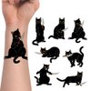 WIRESTER Temporary Tattoo Stickers for Girls Boys Kids Adults, Fake Tattoos on Face Hand Neck Wrist Party Favor Body Art, Tattoo Sheet 6 x 7.87 inch - Black Cats With Knife