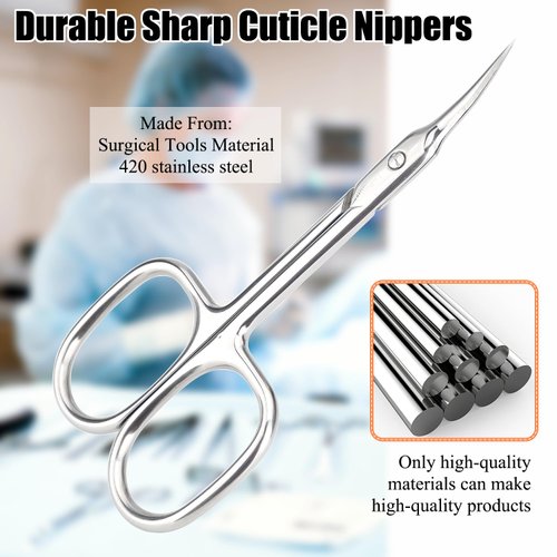 LePinko Cuticle Scissors, Extra Fine Tip, for Manicure and Pedicure, Gifts for Men Women