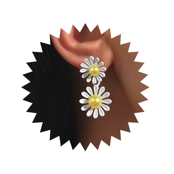 Sttiafay Vintage Resin Daisy Flower Earrings White Flower Stud Earrings Acrylic Daisy Dangle Earrings Boho Sunflower Flower Earrings Jewelry for Women