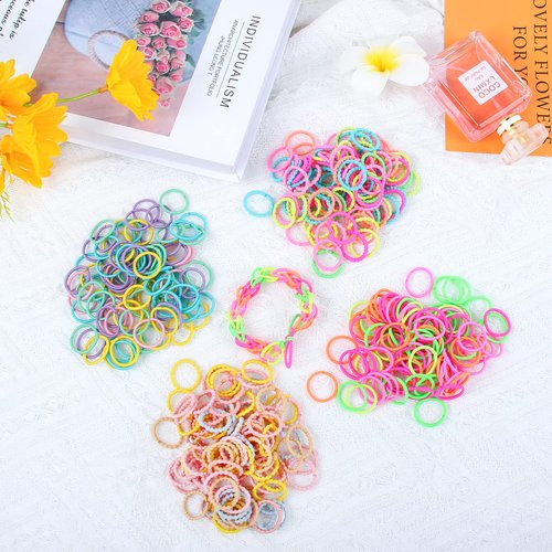 Zifengcer 400Pcs Toddler Kids Baby Hair Ties for Girls Small Elastic Toddler Pigtail Ties Rubber Bands Ponytail Holders Girls Infants Hair Accessories for Halloween Christmas Birthday Party