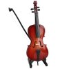 Dselvgvu Wooden Miniature Cello with Stand, Bow and Case Mini Musical Instrument Replica Dollhouse Accessories Model Home Decoration and Christmas Gift (5.51"x1.97"x0.63")