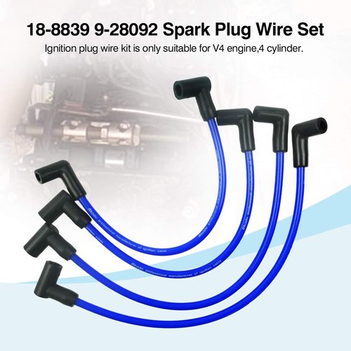 4 Wire Set Marine Spark Plug Wire Lead, Fits for Johnson Evinrude 90 115 HP, Outboard Engines OE Replacement 18-8839 9-28092, Premium Ignition Spark Plug Wire Set