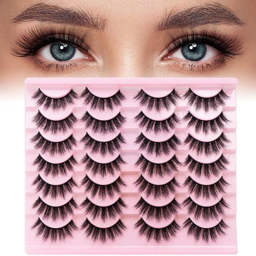 14 Pairs Natural Fake Eyelashes Fluffy Mink Fake Lashes 5D Curl 16mm Wispy Cat Eye Lashes Volume Lash Extensions Kit – Perfect For Everyday Use