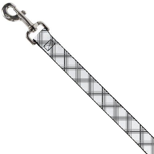 Dog Leash Plaid X White Gray 4 Feet Long 1.0 Inch Wide