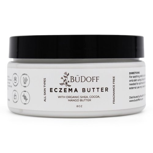 Soothing Eczema, Acne, Dry, Itchy Sensitive Skin Relief Body Butter | Organic Shea, Cocoa, and Mango Butter | For All Skin Types | Fragrance Free | 24 Hour Relief | 8 Oz Tub
