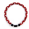 MapofBeauty 18" Sport Style Two Colors Fashion Three Braided Rope Tornado Necklace (Red/White/Black)