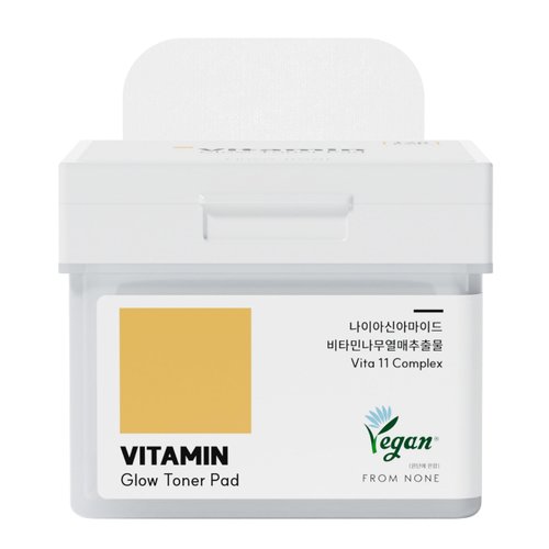 FROM NONE Vitamin Glow Toner Padsㅣ120 pads, Vegan Face Gauze Pads, Glass Skin, Niacinamide, Brightening, Sea Buckthorn Extract & Vitamin, Illuminating Skin, for Sensitive Skin