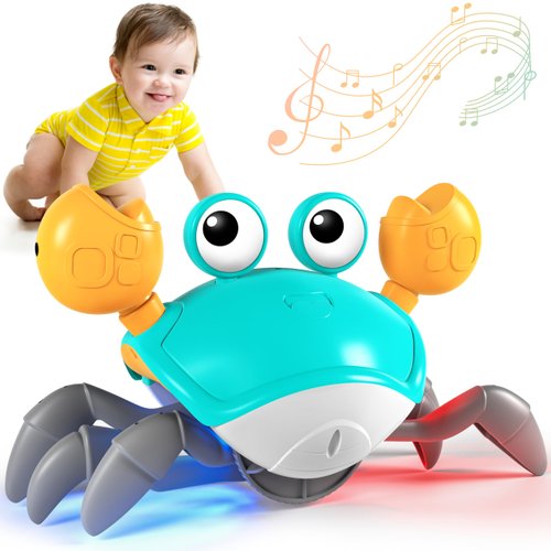 Crawling Crab Toy, Infant Tummy Time Baby Toys, Fun Interactive Dancing Walking Moving Toy Babies Sensory Induction Crabs with Music, Baby Toys 0-6 to 12-18 Months Boys Girls Toddler Birthday Gifts