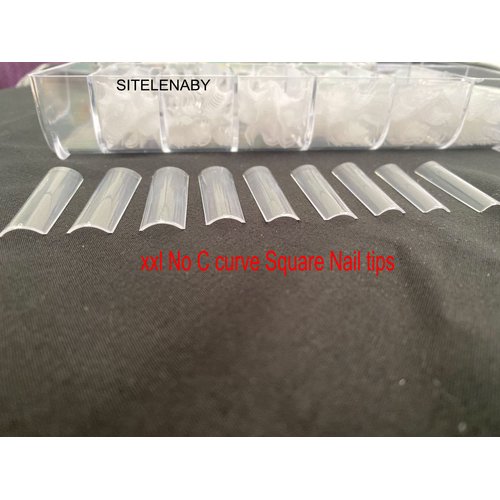 No C Curve XXL Square Nail Tips-Clear Acrylic Nails Square Shape Nail Tips SITELENABY 500 pcs Flattened Half Cover False Nails for Nail Salons and DIY French ABS Nail Tips (xxl Long Sqare No c curve)