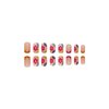 French Tip Press on Nails Short Square Fake Nails Nude Pink False with Flower Designs Acrylic Artificial Nails Full Cover Glue on Nails Stick on Nails for Women Girls