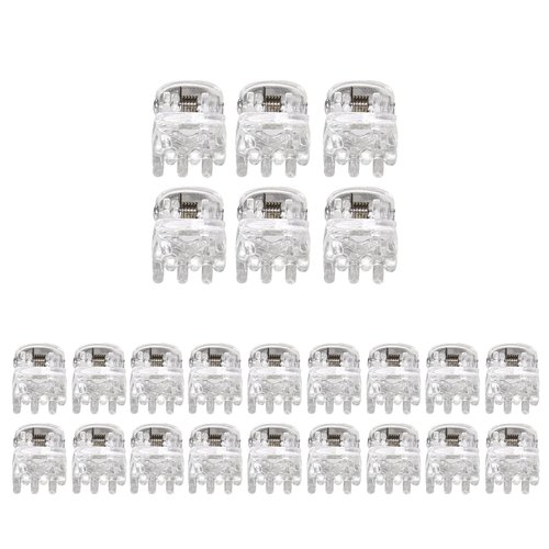 BokWin 24 Pcs Mini Claw Hair Clips,10mm/0.39 Inch Plastic Hair Claw Clips,Clear Hair Clamp for Girls Women and Kids