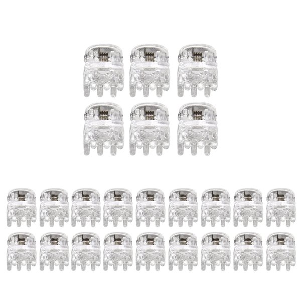 BokWin 24 Pcs Mini Claw Hair Clips,10mm/0.39 Inch Plastic Hair Claw Clips,Clear Hair Clamp for Girls Women and Kids