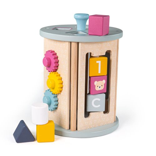 Bigjigs Toys, FSC Certified Rolling Activity Centre, Wooden Toys, Baby Activity Centres, Wooden Shape Sorter, Toddler Toys, Baby Toys, Baby Wooden Toys, Wooden Activity Cube for 1 Year Olds