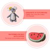 CUDDLE CORNER 6’’ Plush Figures with Bags Mouse with Watermelon Bag Animal Figures Linen Cotton Stuffed Animal Toy Plush Toys for Baby
