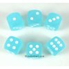 Teal Frosted with White Pips 16mm D6 Dice Set of 6 Wondertrail WCX27605E6