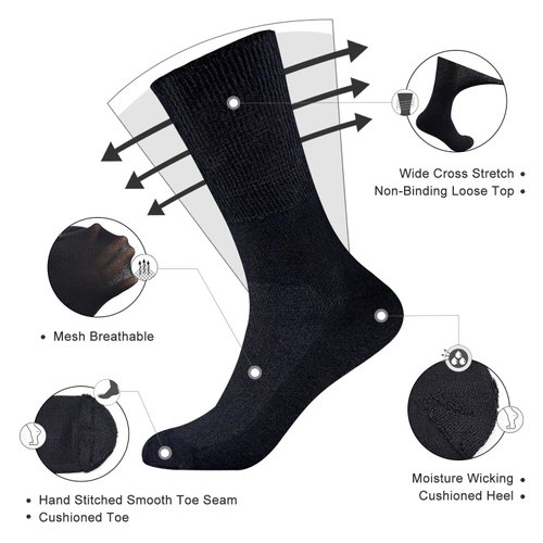 Busy Socks Diabetic Socks for Men Size 13-15 Extra Wide, Physicians Approved Circulation Healthy Socks 4 Pairs Xl