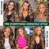 LEOSA Highlighted 13x4 HD Transparent Lace Front Wigs Body Wave Honey Blonde Pre Plucked Lace Front Wig for Black Women Blonde Highlight Wavy Frontal Wig 4H27 Natural Looking Long Haired Wig