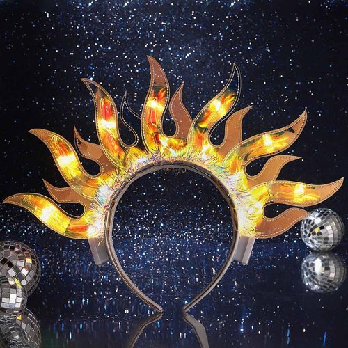 ACEDRE Light Up Flame Headband LED Glowing Hair Band Sparkly Rave Party Costume Hair Accessories ...
