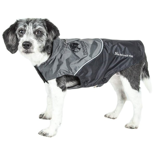 TOUCHDOG 'Lightening-Shield' Waterproof 2-in-1 with Removable Polar Fleece Lining Pet Dog Coat Jacket w/ Blackshark Technology, Small, Black, Grey