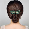 Sppry Rhinestone Hair Comb - Sparkly Hair Accessory for Bridal Women in Wedding Party(Green-Gold)