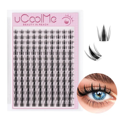 Fairy Lash Clusters 8-18mm Manga Eyelash Clusters C Curl - WideSpan DIY Eyelash Extensions Wet-Look Spiky Anime Lashes Individual Fake Eyelashes Clusters with 0.05mm Ultra-Thin Invisible Lash Band