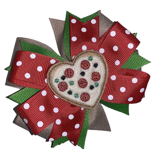 Pizza Pinwheel Hair Bow 4&quot;