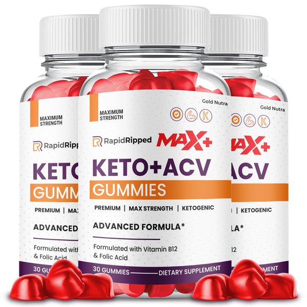(3 Pack) Rapid Ripped Max+ ACV Gummies, Higher Potency, Official RapidRipped Max+ Gummies, 2X Stronger Apple Cider Vinegar Gummy, 3 Month Supply