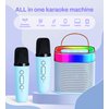 EYTSE Mini Karaoke Machine for Kids, Blue Mini Portable Karaoke Machine Speaker with 2 Wireless Mics and Lights for Girls Boy Ages 4,5,6,7,8,9,10,12+ Birthday Party Home