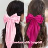 ANBALA Big Hair Bows for Women, 4 PCS Satin Ribbon Hair Bows Set, Tassel Bowknot Hair Clips with Long Tail, Cute Hair Barrettes Bowknot Tassel Claw Hair Clips for Girls (Pink and Hot pink)