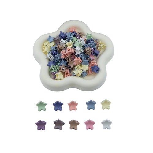 100Pcs Colorful Mini Flower Hair Clips, GTTUKK Hair Clips Mini Claw Clips Cute Jaw Clips Hair Pins Hair Barrettes Hair Accessories for Women Teens (Star)
