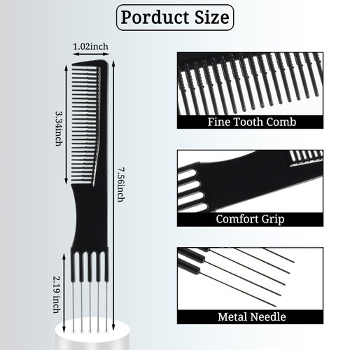 2 Pcs Teasing Comb and Hair Pick Combs for Women Men, Lift Hair Comb for Hair Styling Wavy Curly Long Hair