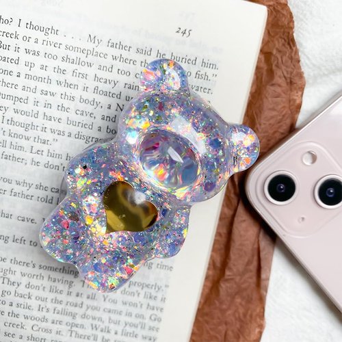 Green Mobile Phone Finger Holder Mobile Phone Cartoon Foldable Epoxy Sequins 3D Cute Bear Shaped Phone Grip Tok Folding Bracket for Desktop Mobile Phone Cell Phones and Accessories Cell Phone Grips