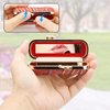 Beautyflier Lipstick Case with Mirror, Retro Lipstick Box Lip Balm Organizer Bag, Fashion Cosmetic Lipstick Travel Case, Women's Portable Lipstick Pouch Travel Cosmetic Case Red (Red, Wave)