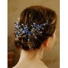 Teyglen Flower Wedding Hair Comb Bridal Blue Rhinestone Hair Comb Headband Wedding Hair Accessories Flower Headpiece Bridal Crystal Hair Piece for Women Girls