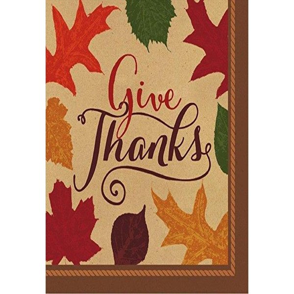 Amscan Autumn Traditions Thanksgiving Party Paper Beverage Napkins, Brown, 5" x 5"