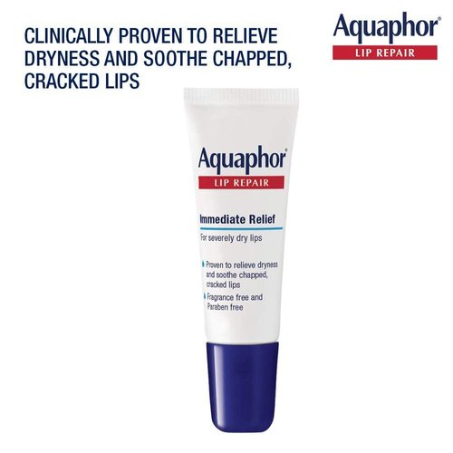Aquaphor Lip Repair Ointment - Long-lasting Moisture to Soothe Dry Chapped Lips - .35 fl. oz Tube, 4 Pack