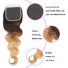 Shining Girl 12A Ombre Body Wave Bundles With Closure Brazilian Virgin Remy 100% Human Hair Ombre 3 Tone T1B/4/27 Color Human Hair Extensions 3 Bundles with 4x4 Lace Closure (14 16 18+12, 1B#/4#/27#)