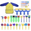 YallFairy Washable Paint Brushes Set for Toddler Kids Early Learning Toys Finger Paints sponges Art Supplies Gifts -nontoxic-100% Baby Safe