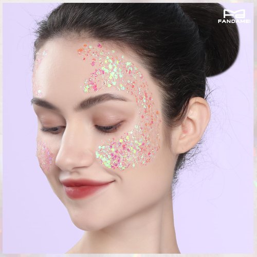 FANDAMEI Body Glitter, 2PCS Body and Face Glitter White, 1PCS Chunky Glitter 1PCS Fine Glitter Gel, Face Glitter Makeup, Hair Glitter Gel, Glitter for Mermaid Makeup, Halloween Festival Rave Glitter