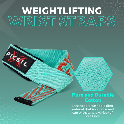 PICSIL Wrist Straps, Padded Wrist Straps for Weightlifting, Extended Deadlift Straps for Grip Support, Advanced Weightlifting Straps for Comfort and Stability, 1 Pair, Green